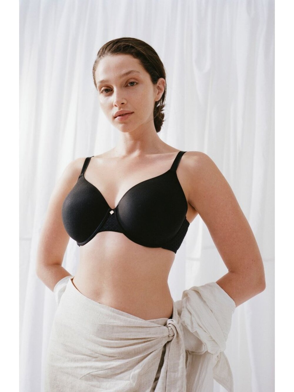 🆕CHANTELLE Norah Chic T-Shirt Underwire Bra 34DDD Black #16M6 - Picture 5 of 10
